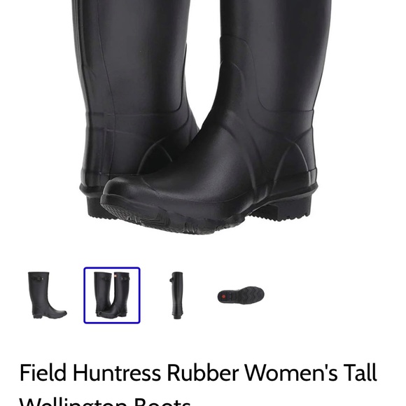 Women Hunter Huntress Black Original Matte Tall PullOn Rain Boots - Picture 6 of 7
